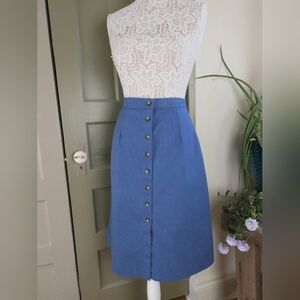 Bon Worth Vintage Blue Button Down A-Line Skirt Women's Small